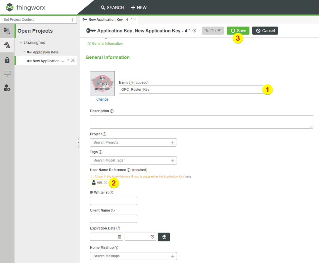 Thingworx 应用程序密钥